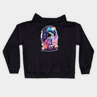 astronaut galaxy town Kids Hoodie